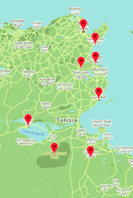 Voyages Yulgo Tunisie map